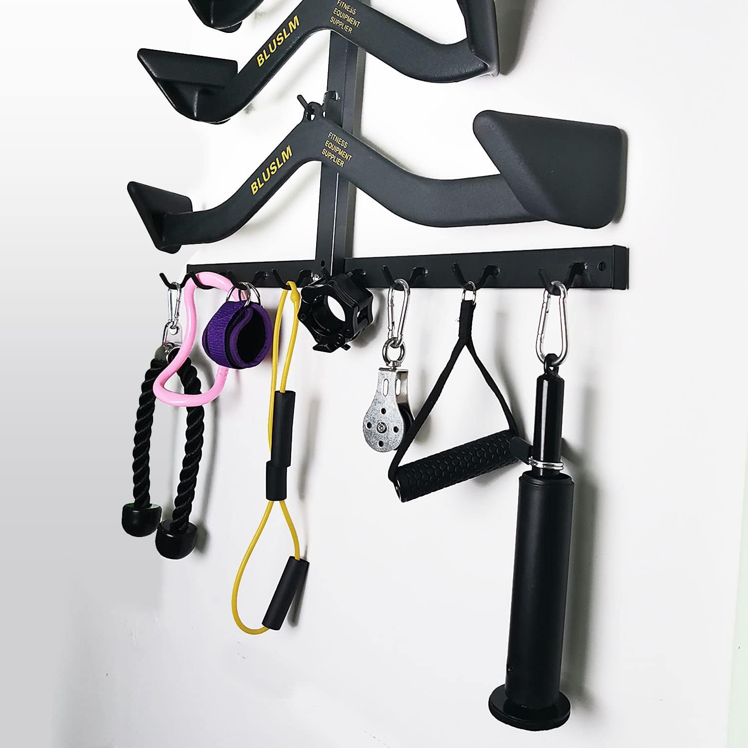 image:imageBLUSLM Lat Pull Down Bar Gym Accessory Rack Lat Pulldown Attachments Cable Attachment Storage Rack for Mag Grip Home Gym Fitness Heavy Duty AFrame StandTZHIJIA