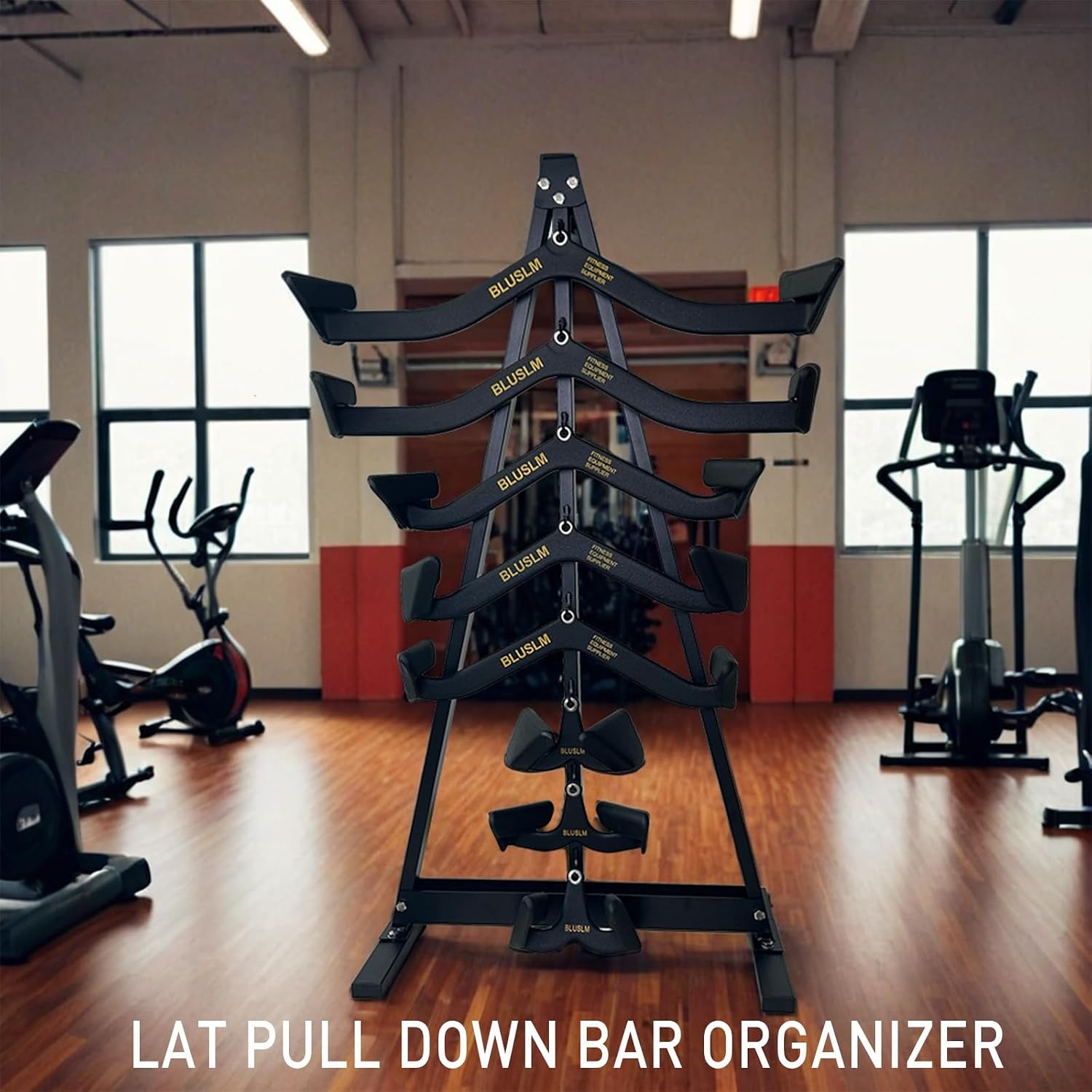image:imageBLUSLM Lat Pull Down Bar Gym Accessory Rack Lat Pulldown Attachments Cable Attachment Storage Rack for Mag Grip Home Gym Fitness Heavy Duty AFrame StandBIG SZHIJIA