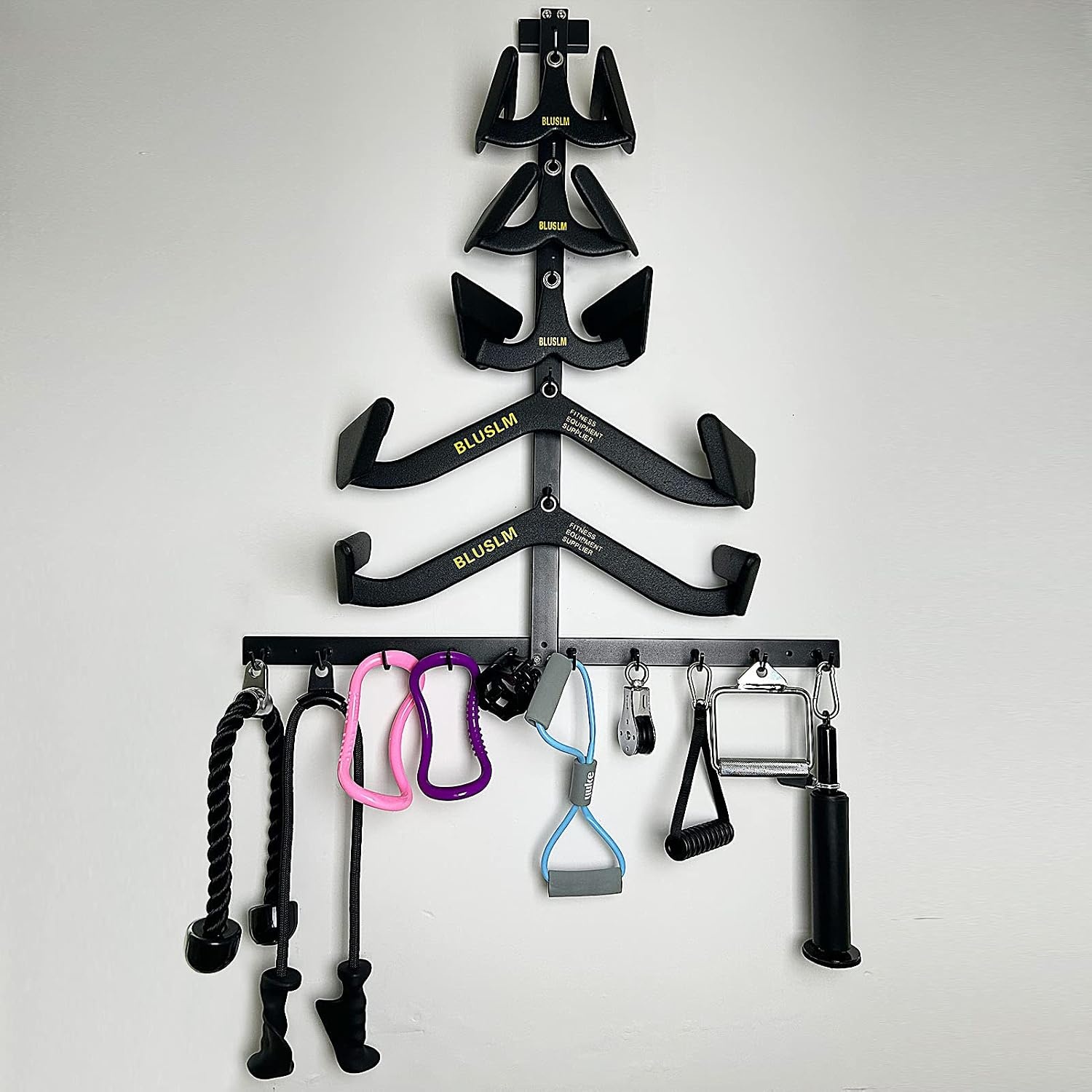 image:imageBLUSLM Lat Pull Down Bar Gym Accessory Rack Lat Pulldown Attachments Cable Attachment Storage Rack for Mag Grip Home Gym Fitness Heavy Duty AFrame StandTZHIJIA