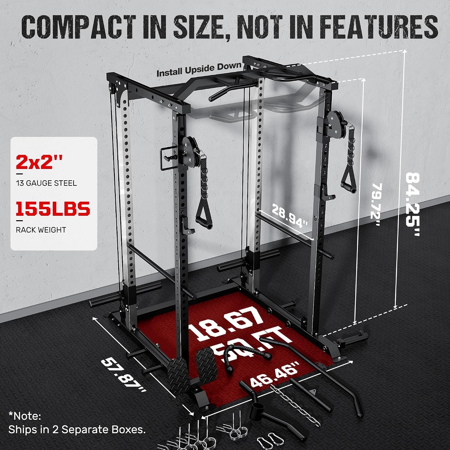 image:imageDP01 Power Cage 2000LBS Squat Rack with Cable Crossover and Dual Independent Pulley System Full Cage for Full Body Training Power Rack with More Training Attachments for Home GymBlack