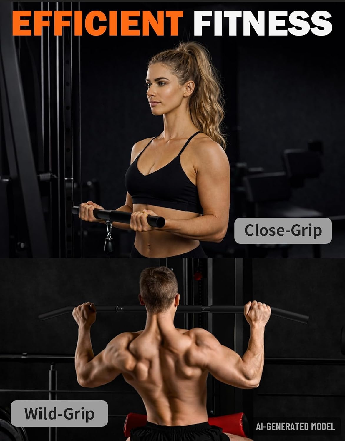image:imageFitarc 40Inch Lat Pulldown Bar NonSlip Cable Machine Attachment 2in1 Design for Pulldowns Rows Curls and Strength Training
