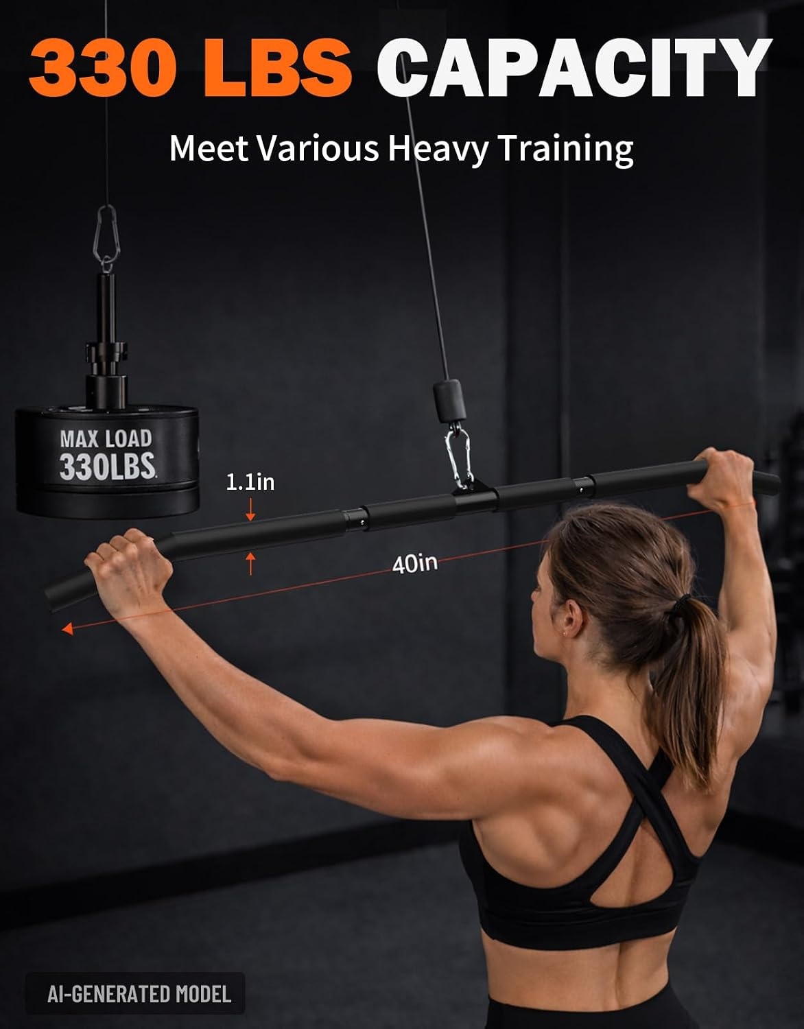 image:imageFitarc 40Inch Lat Pulldown Bar NonSlip Cable Machine Attachment 2in1 Design for Pulldowns Rows Curls and Strength Training