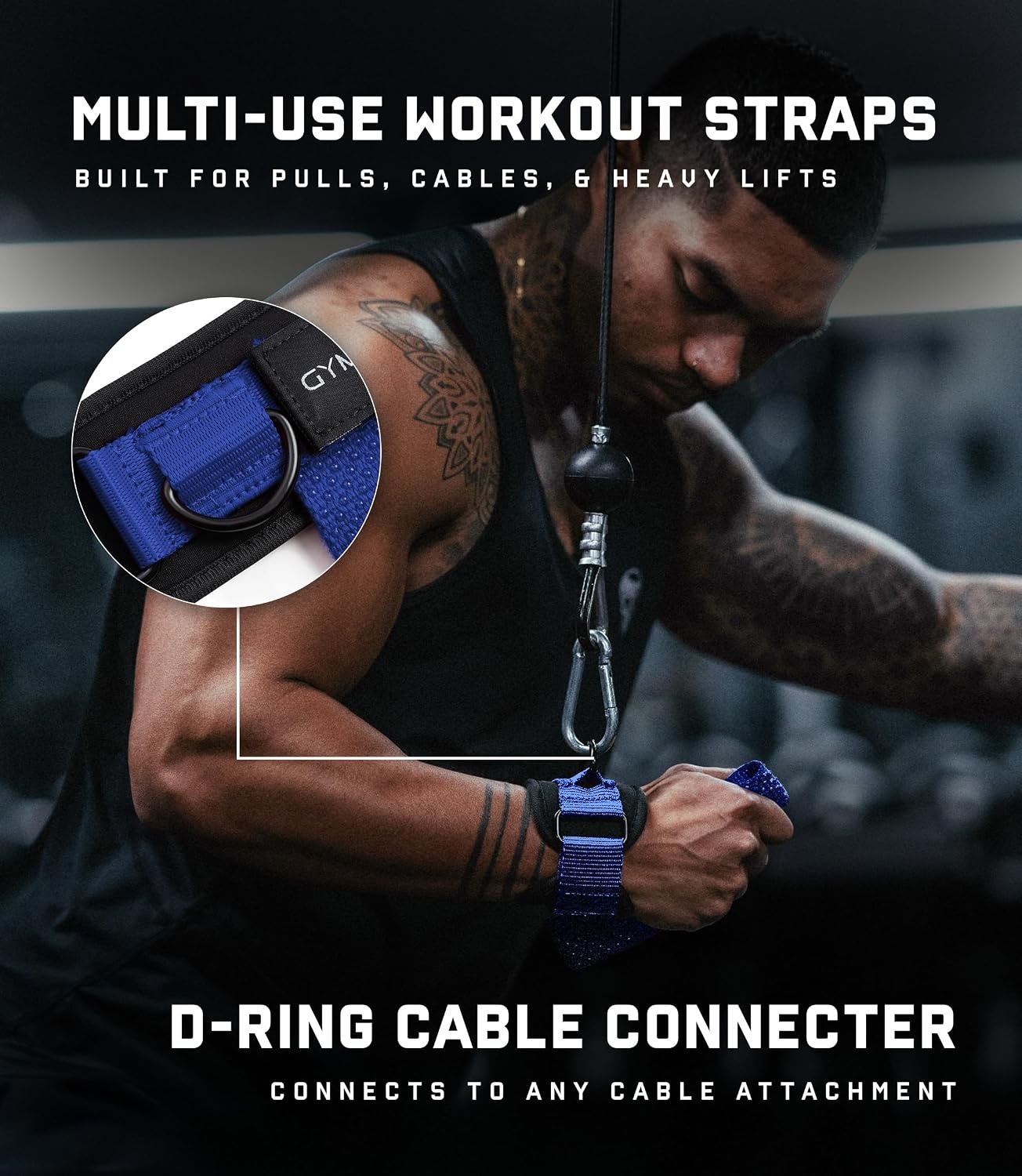 image:imageGymreapers GripLink Lifting Straps Heavy Duty DRing Weight Lifting Wrist Straps with AntiSlip Silicone Grip Beads Adjustable Support for Deadlifts Powerlifting Cable Machines amp Gym TrainingElectric Blue