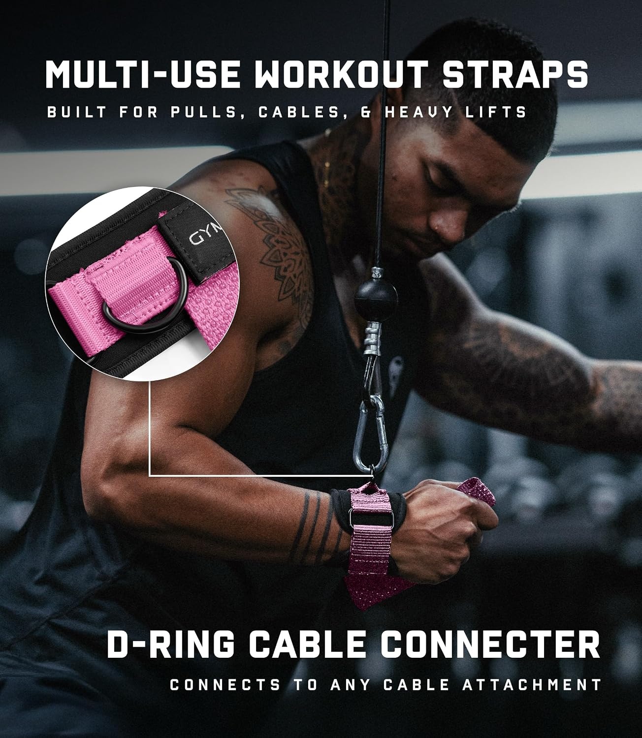 image:imageGymreapers GripLink Lifting Straps Heavy Duty DRing Weight Lifting Wrist Straps with AntiSlip Silicone Grip Beads Adjustable Support for Deadlifts Powerlifting Cable Machines amp Gym TrainingPink