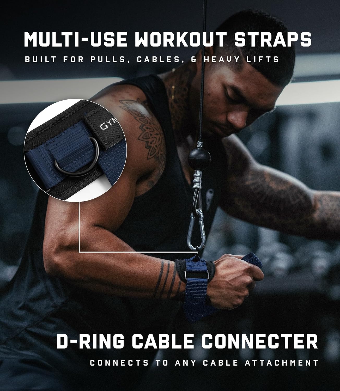 image:imageGymreapers GripLink Lifting Straps Heavy Duty DRing Weight Lifting Wrist Straps with AntiSlip Silicone Grip Beads Adjustable Support for Deadlifts Powerlifting Cable Machines amp Gym TrainingNavy