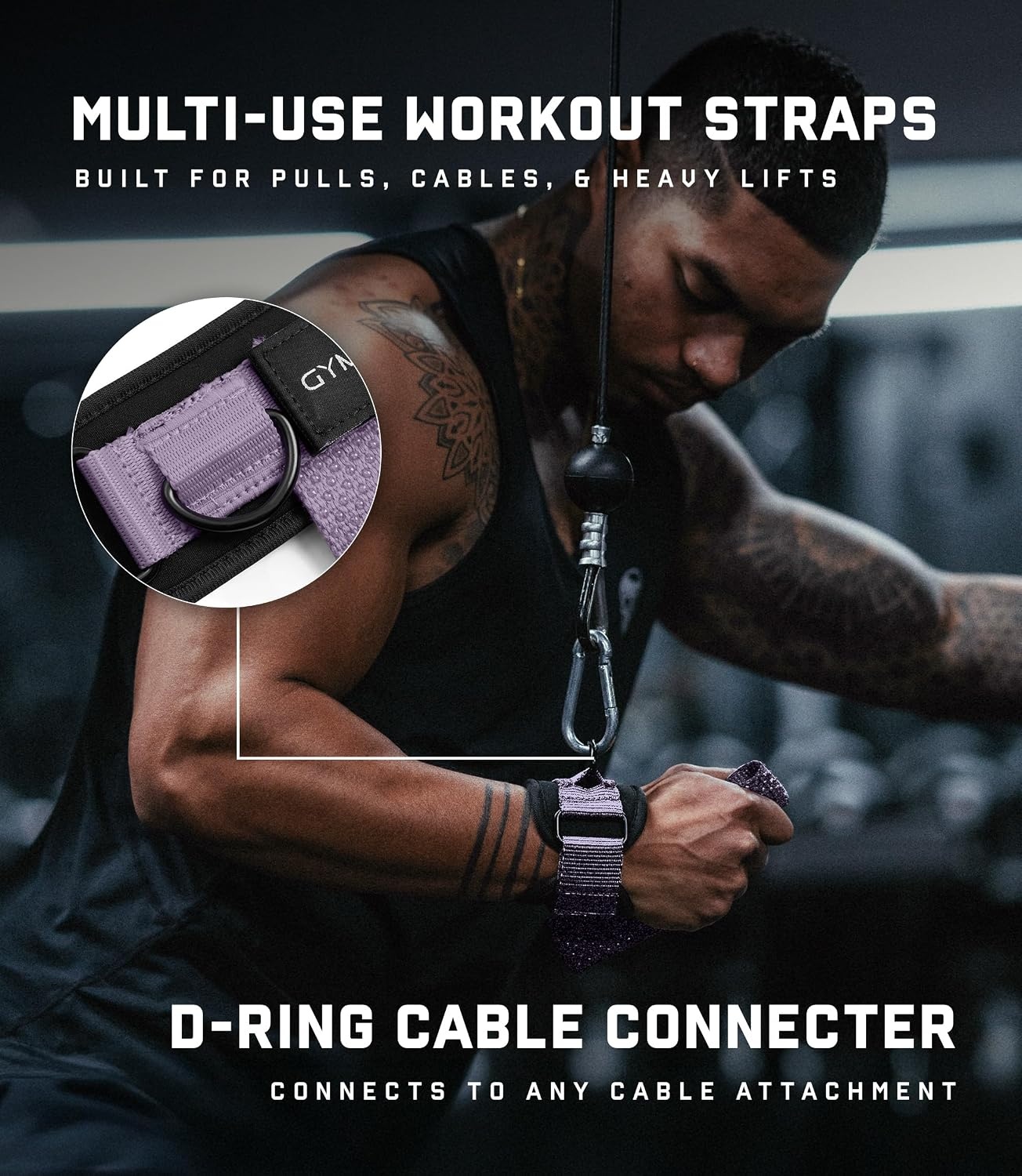 image:imageGymreapers GripLink Lifting Straps Heavy Duty DRing Weight Lifting Wrist Straps with AntiSlip Silicone Grip Beads Adjustable Support for Deadlifts Powerlifting Cable Machines amp Gym TrainingLilac