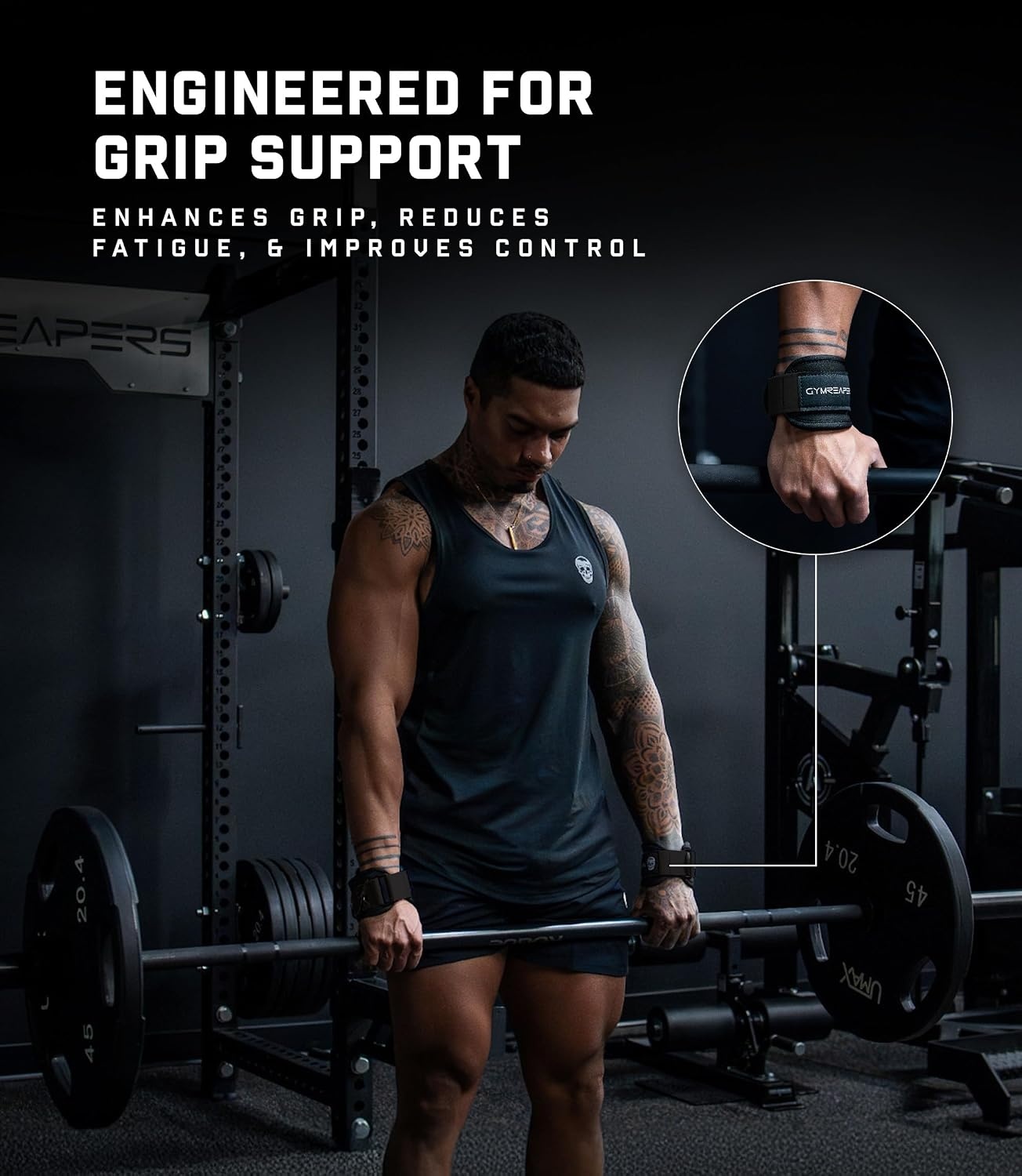image:imageGymreapers GripLink Lifting Straps Heavy Duty DRing Weight Lifting Wrist Straps with AntiSlip Silicone Grip Beads Adjustable Support for Deadlifts Powerlifting Cable Machines amp Gym TrainingBlackWhite