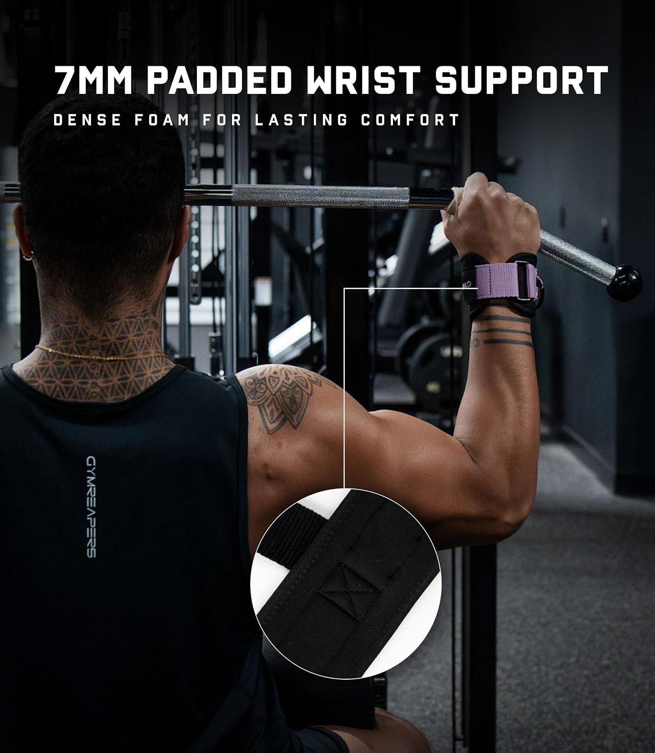 image:imageGymreapers GripLink Lifting Straps Heavy Duty DRing Weight Lifting Wrist Straps with AntiSlip Silicone Grip Beads Adjustable Support for Deadlifts Powerlifting Cable Machines amp Gym TrainingLilac