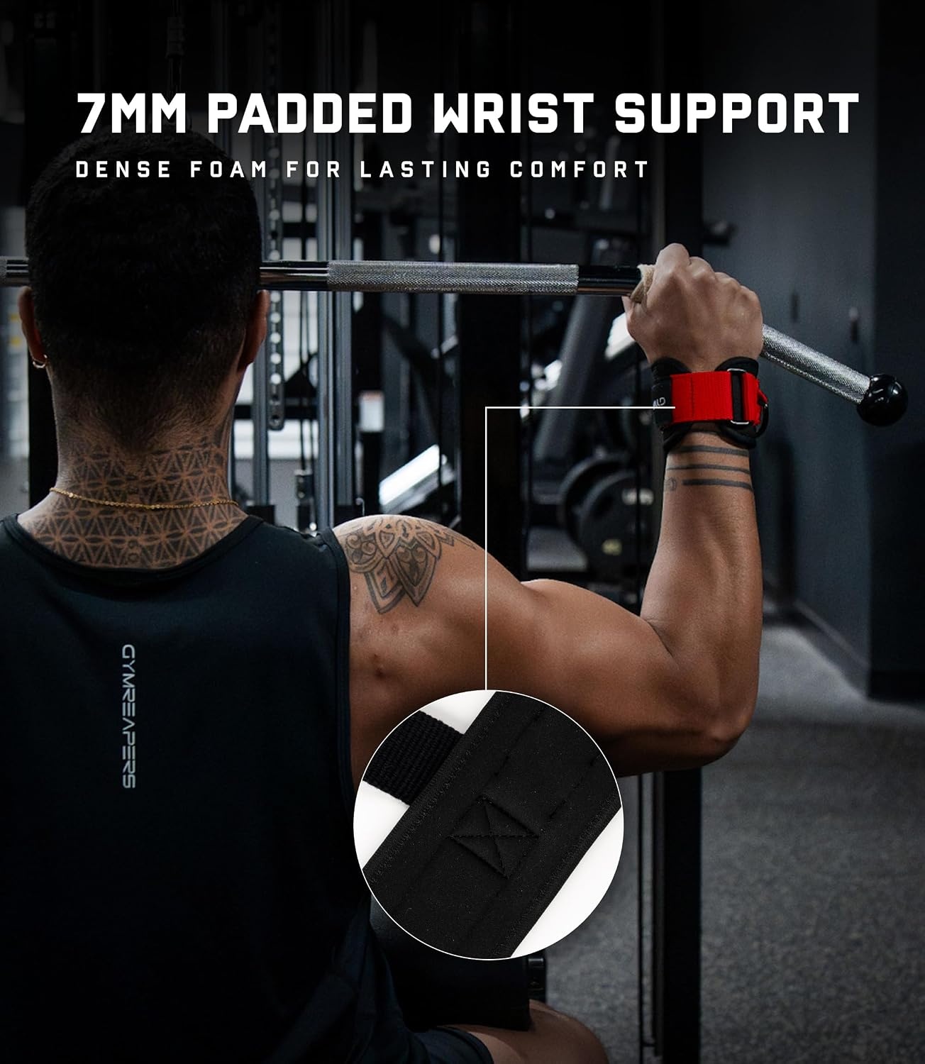 image:imageGymreapers GripLink Lifting Straps Heavy Duty DRing Weight Lifting Wrist Straps with AntiSlip Silicone Grip Beads Adjustable Support for Deadlifts Powerlifting Cable Machines amp Gym TrainingRed