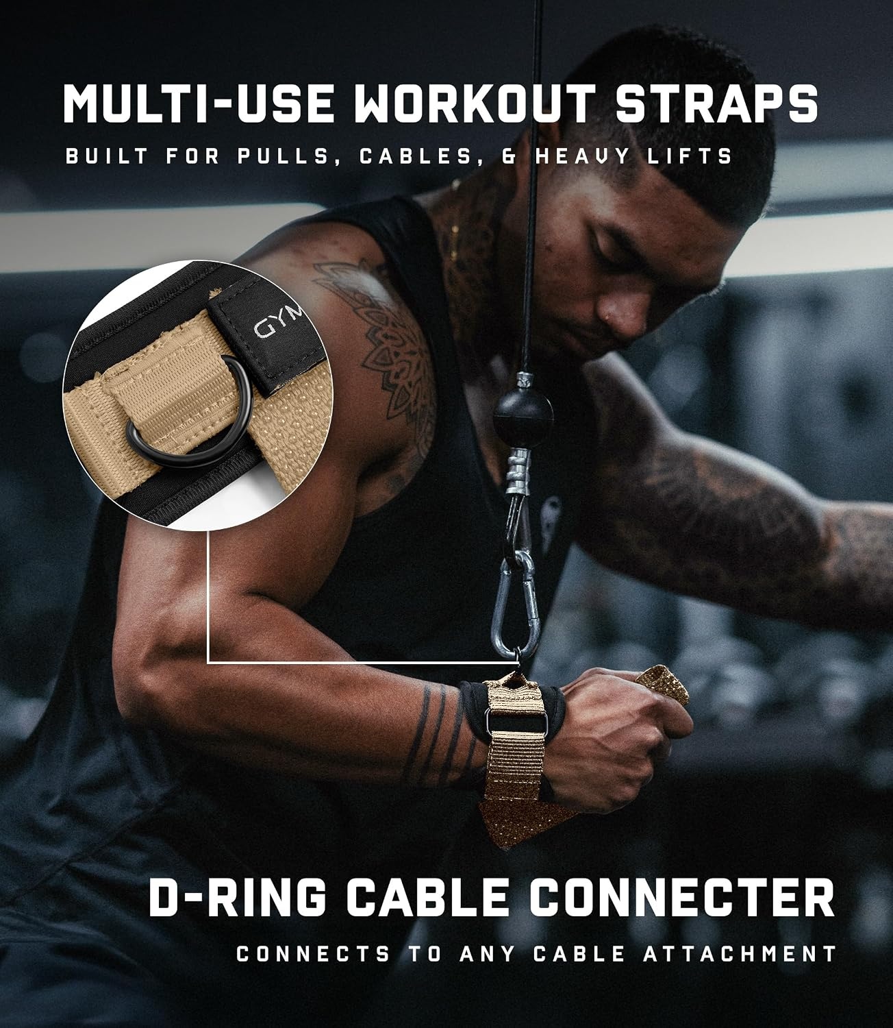 image:imageGymreapers GripLink Lifting Straps Heavy Duty DRing Weight Lifting Wrist Straps with AntiSlip Silicone Grip Beads Adjustable Support for Deadlifts Powerlifting Cable Machines amp Gym TrainingDesert Sand