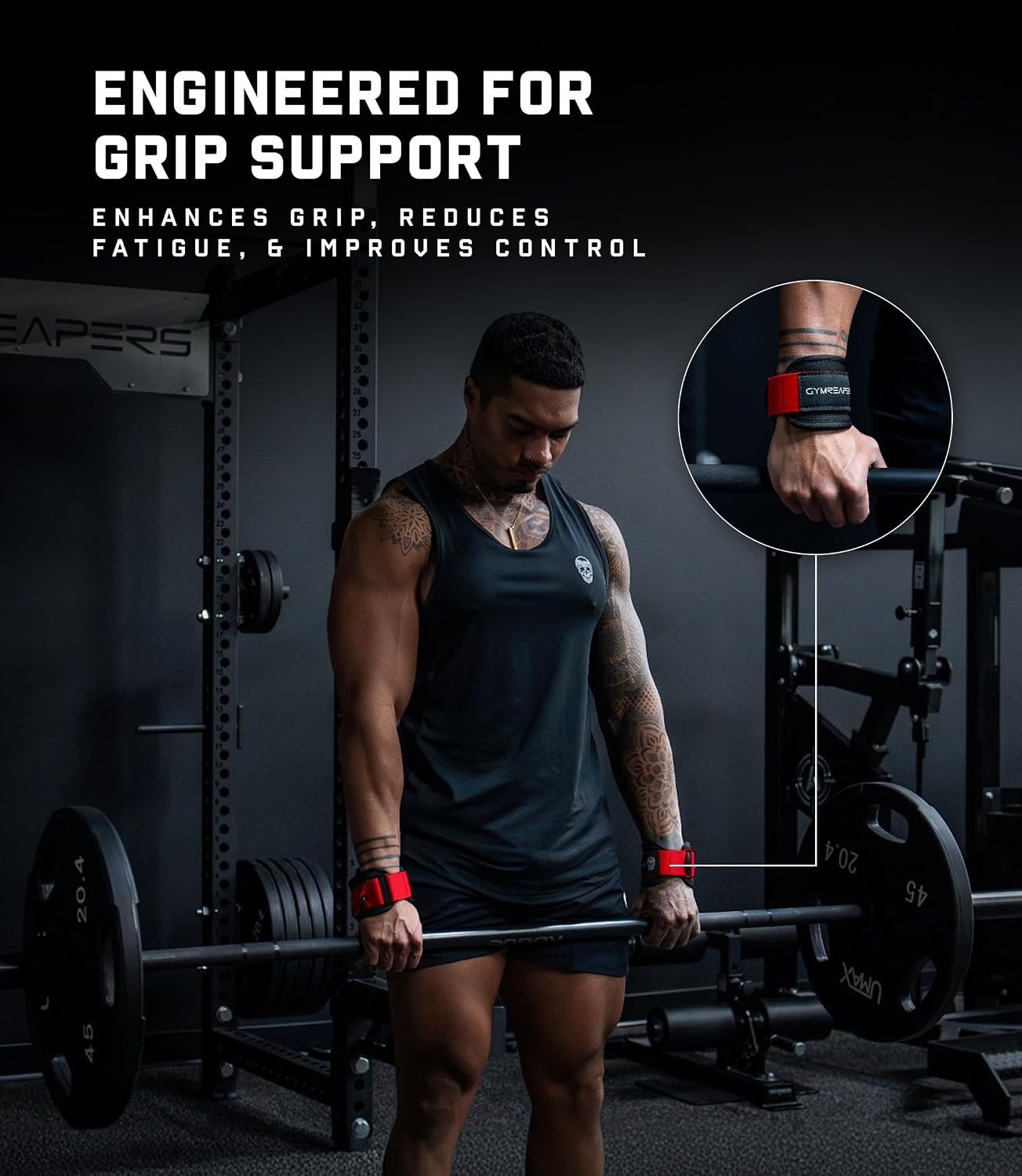 image:imageGymreapers GripLink Lifting Straps Heavy Duty DRing Weight Lifting Wrist Straps with AntiSlip Silicone Grip Beads Adjustable Support for Deadlifts Powerlifting Cable Machines amp Gym TrainingRed