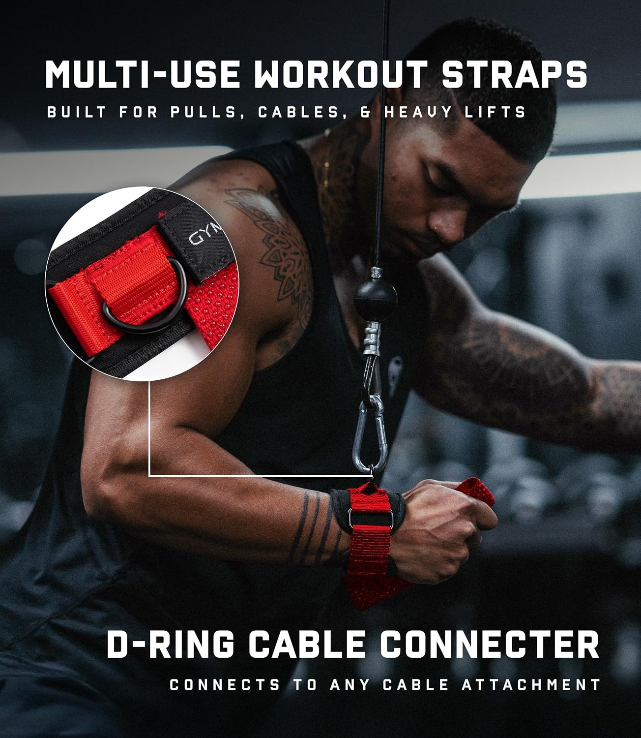 image:imageGymreapers GripLink Lifting Straps Heavy Duty DRing Weight Lifting Wrist Straps with AntiSlip Silicone Grip Beads Adjustable Support for Deadlifts Powerlifting Cable Machines amp Gym TrainingRed