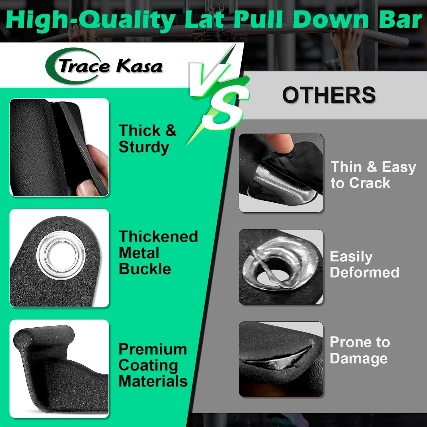 image:imageLAT Pulldown Attachments LAT Pull Down Bar Cable Machine Attachment Home Gym Equipment14 Narrow Middle Grip