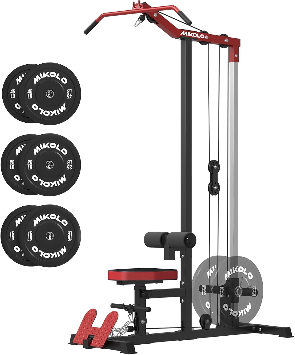 image:imageMikolo LAT Pulldown Machine LAT Row Cable Machine with Leg Hold Down Attachment LAT Tower with Cable Row Attachment Cable Machine Home GymRED