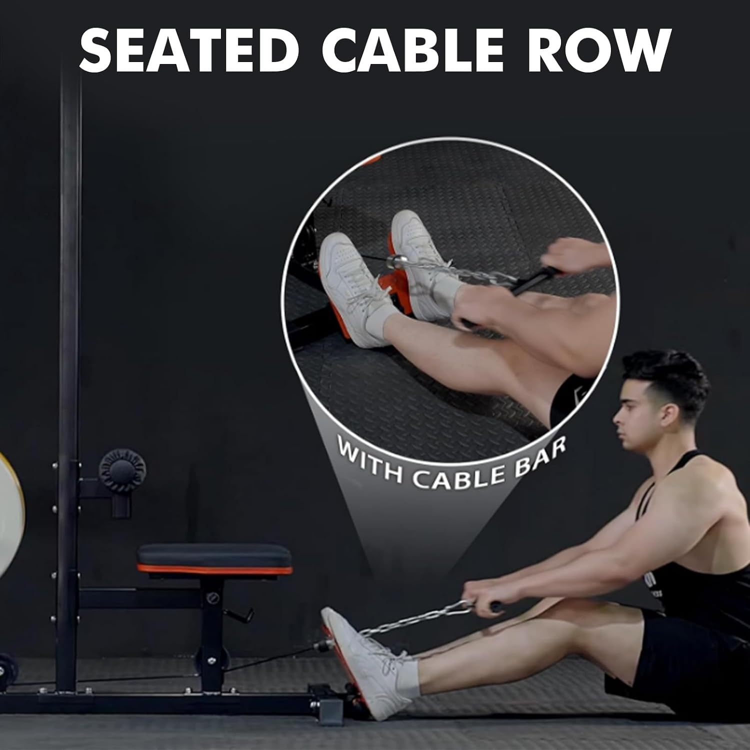 image:imageMikolo LAT Pulldown Machine LAT Row Cable Machine with Leg Hold Down Attachment LAT Tower with Cable Row Attachment Cable Machine Home GymRED