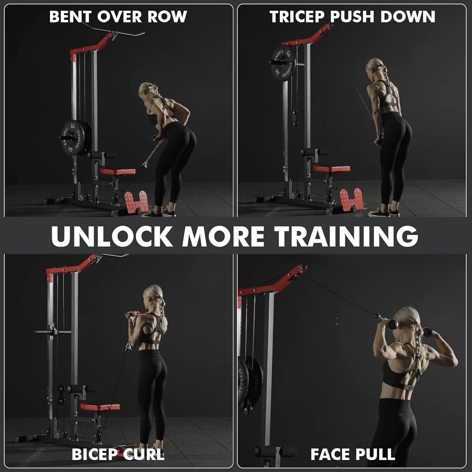 image:imageMikolo LAT Pulldown Machine LAT Row Cable Machine with Leg Hold Down Attachment LAT Tower with Cable Row Attachment Cable Machine Home GymRED