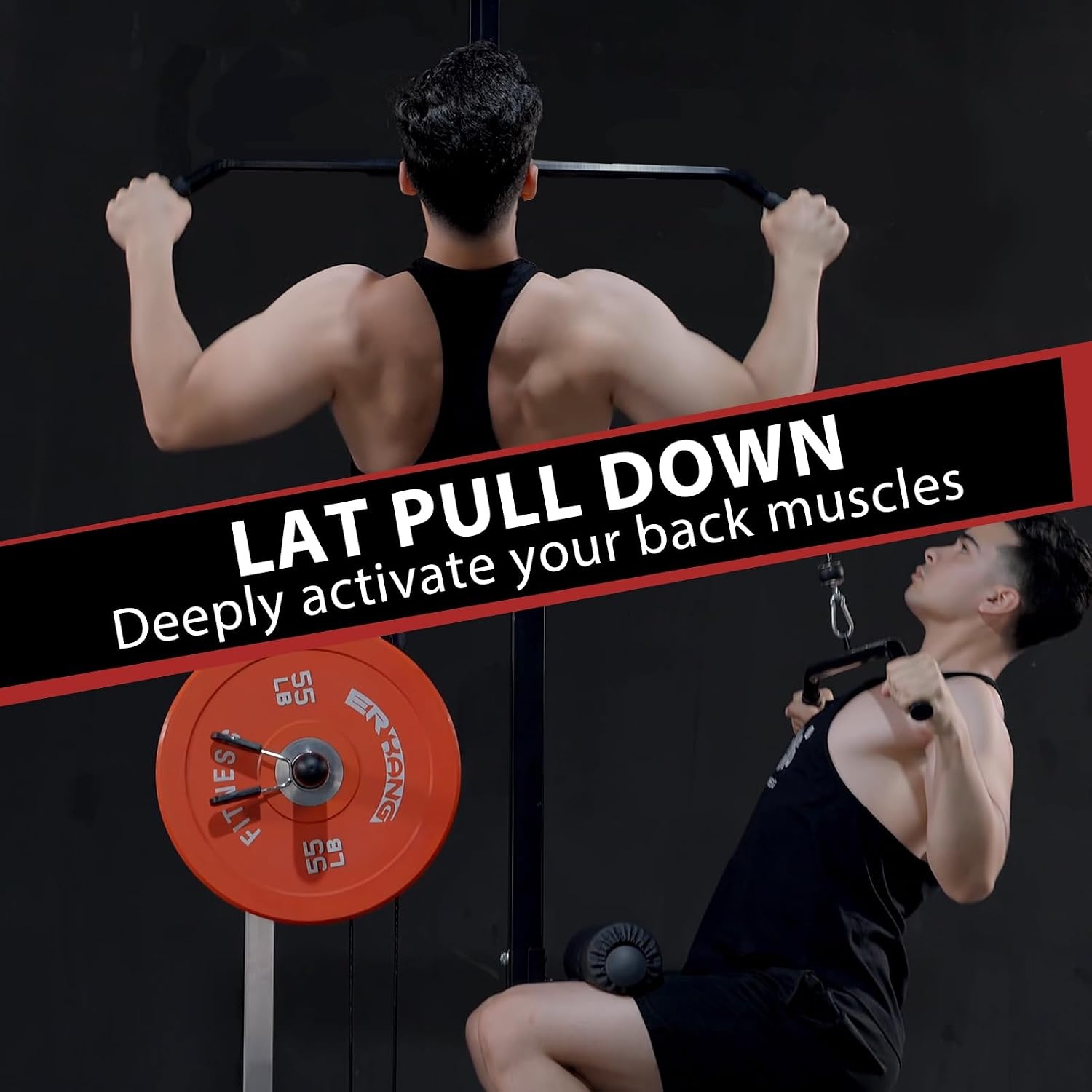 image:imageMikolo LAT Pulldown Machine LAT Row Cable Machine with Leg Hold Down Attachment LAT Tower with Cable Row Attachment Cable Machine Home GymRED