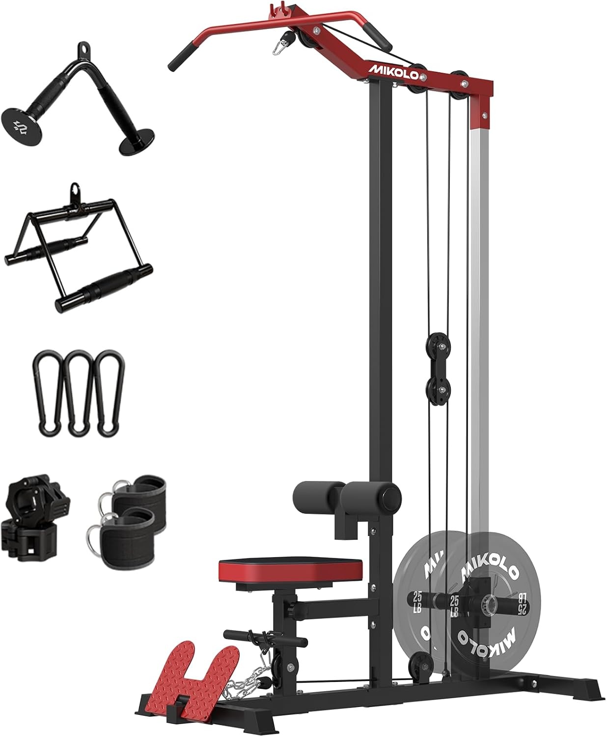image:imageMikolo LAT Pulldown Machine LAT Row Cable Machine with Leg Hold Down Attachment LAT Tower with Cable Row Attachment Cable Machine Home GymRED