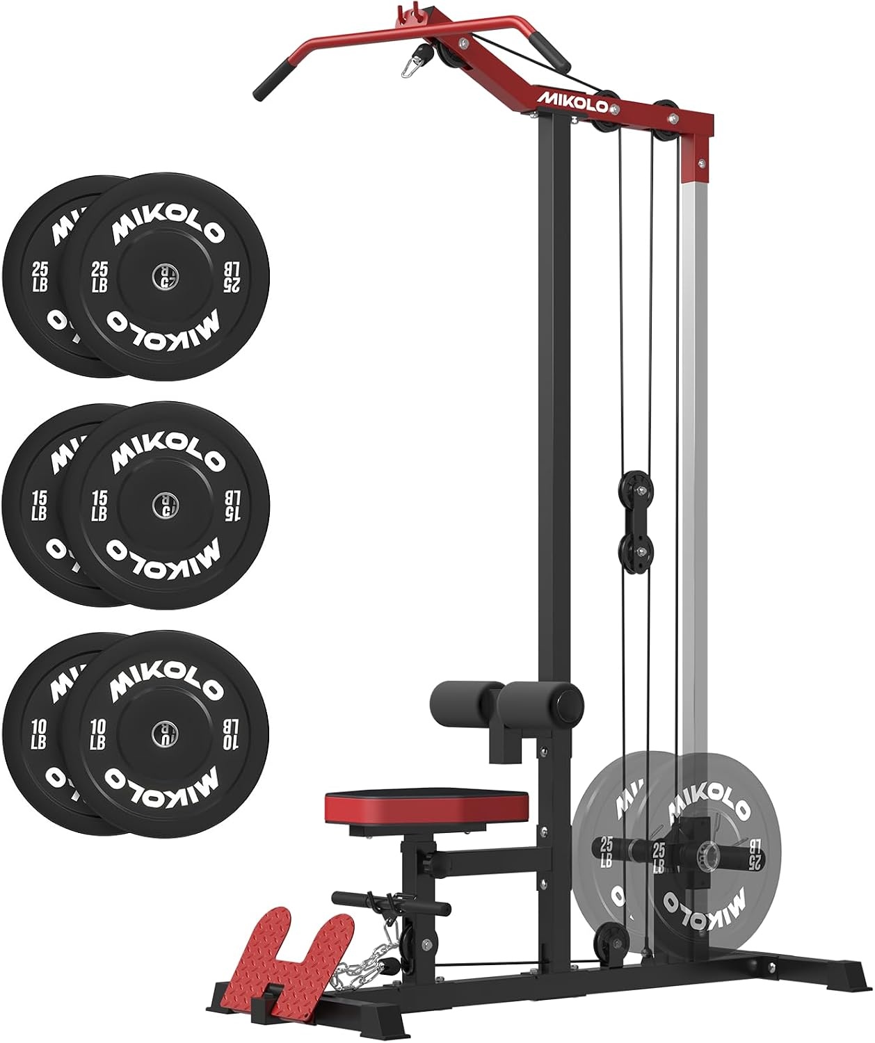 image:imageMikolo LAT Pulldown Machine LAT Row Cable Machine with Leg Hold Down Attachment LAT Tower with Cable Row Attachment Cable Machine Home GymRED