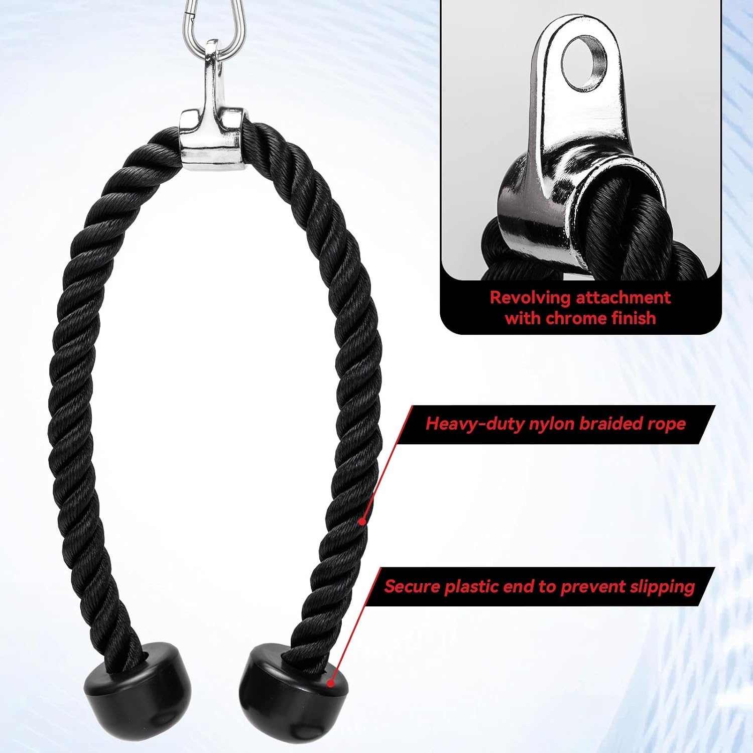 image:imageTricep Rope Cable Attachment Pull Down Cable 27 amp 36 Inch Tricep Pull Down Rope for Cable Machine Attachment LAT Pulldown Attachments and Cable Attachments for Gym36 Inch