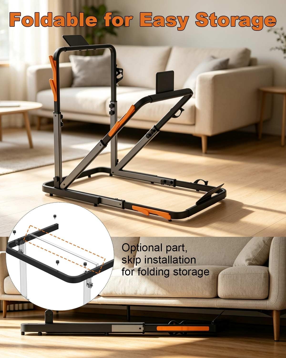 image:imageWalking Pad Handle Bar Only Adjustable amp Foldable Treadmill Handrail with Phone Holder Cup Holder amp Towel Hooks 224 Wide Max Height 433 Sturdy amp Easy Assembly Walking Pad AccessoriesBlack