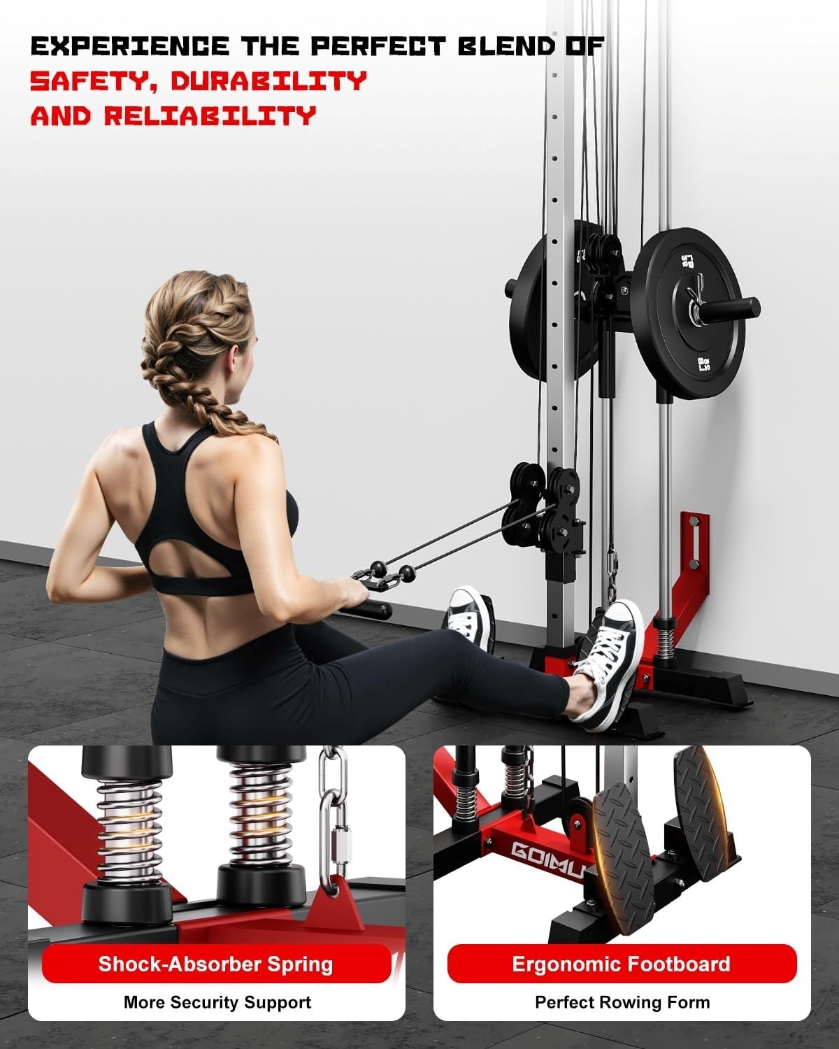 image:imageWall Mount Cable Station WM1 Cable Crossover Machine with 17 Positions High and Low Cable Crossover Machine with Removable Footplate for Garage Home Gym120LBS Colorful with Bench Package RD