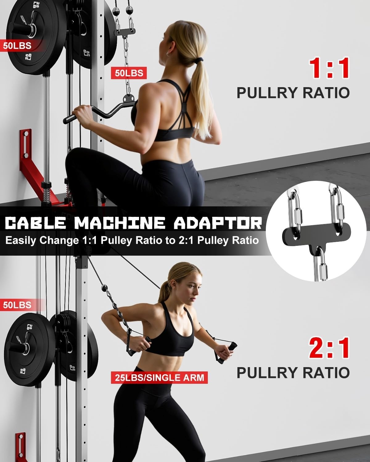 image:imageWall Mount Cable Station WM1 Cable Crossover Machine with 17 Positions High and Low Cable Crossover Machine with Removable Footplate for Garage Home Gym100LBS Home Gym Package RD