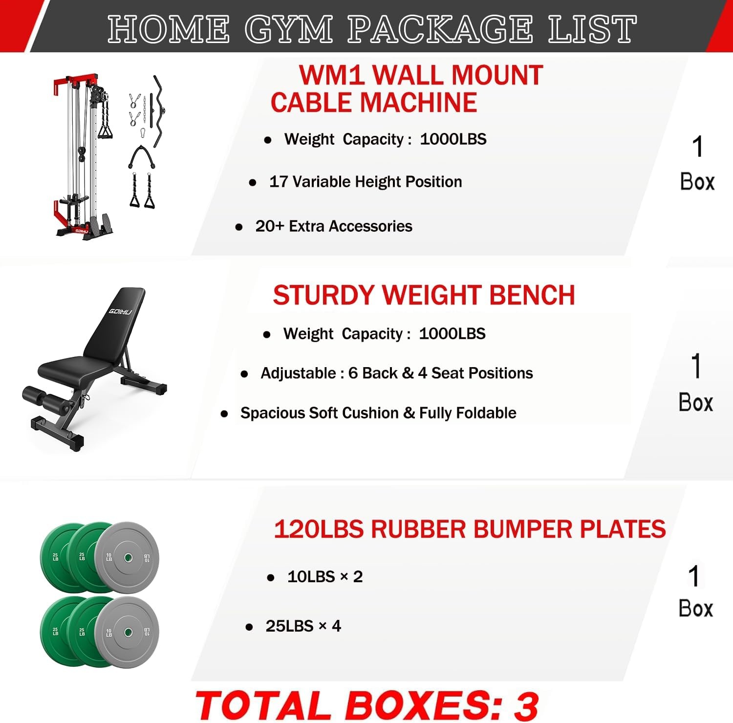 image:imageWall Mount Cable Station WM1 Cable Crossover Machine with 17 Positions High and Low Cable Crossover Machine with Removable Footplate for Garage Home Gym120LBS Colorful with Bench Package RD