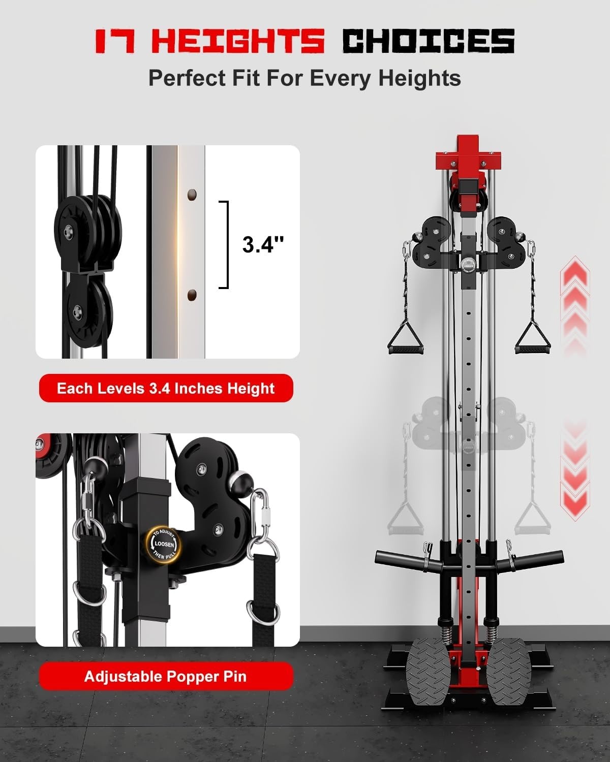 image:imageWall Mount Cable Station WM1 Cable Crossover Machine with 17 Positions High and Low Cable Crossover Machine with Removable Footplate for Garage Home Gym120LBS Colorful with Bench Package RD
