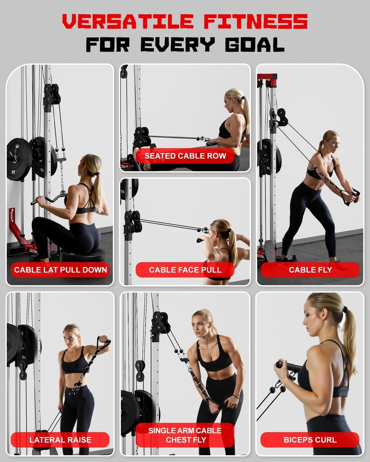image:imageWall Mount Cable Station WM1 Cable Crossover Machine with 17 Positions High and Low Cable Crossover Machine with Removable Footplate for Garage Home Gym100LBS Home Gym Package RD