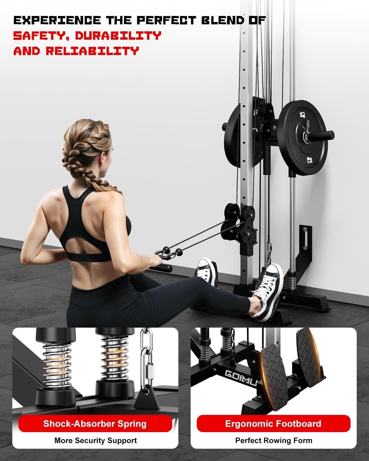 image:imageWall Mount Cable Station WM1 Cable Crossover Machine with 17 Positions High and Low Cable Crossover Machine with Removable Footplate for Garage Home Gym100LBS Home Gym Package BK