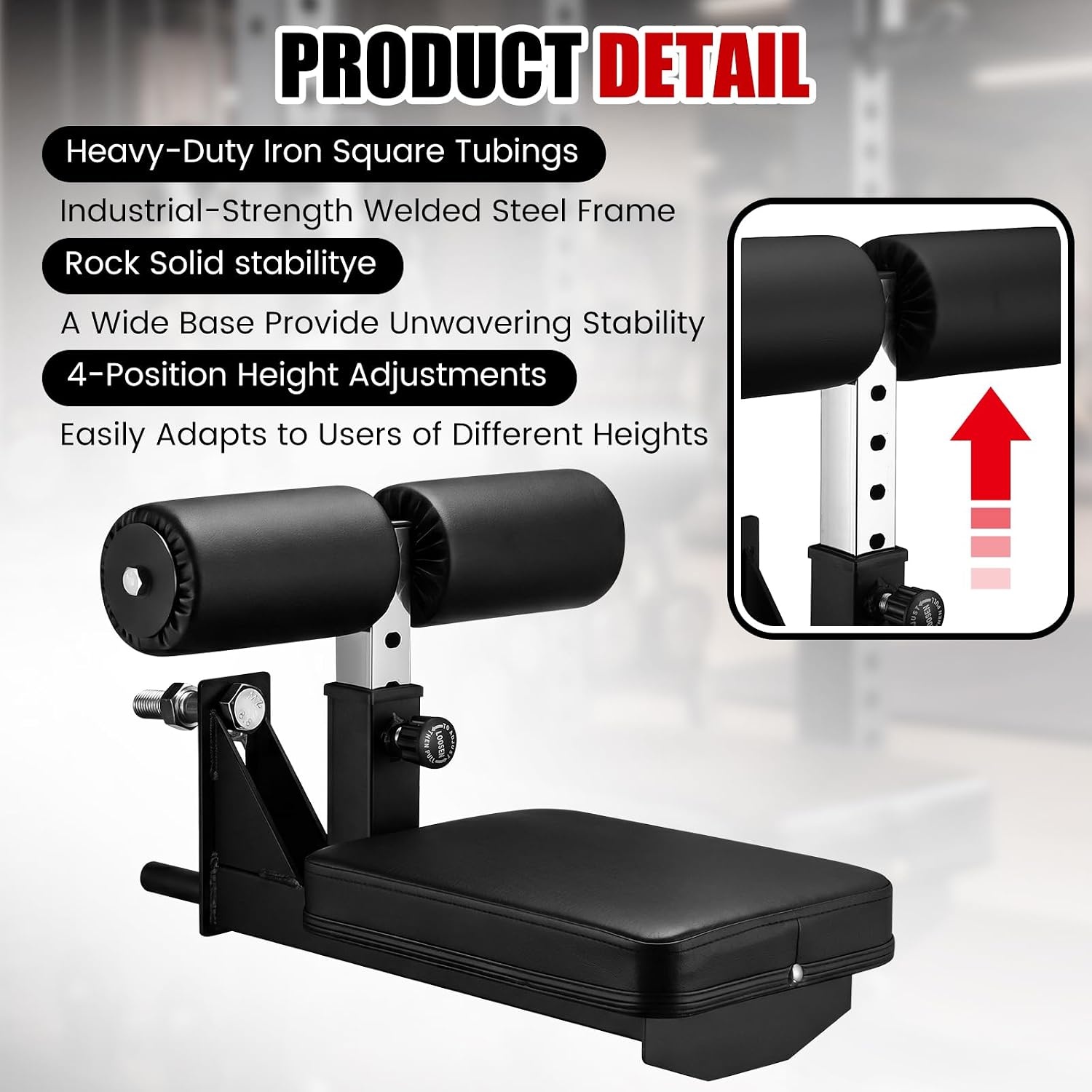 image:imageWesiti LAT Pulldown Seat 50 mm Thickened PU Cushion 4Level Height Adjustable Pull Down Seat Attachment 26mm Hole Heavy Duty Steel Structure Converts Machine for Gym Home Body Strength Training