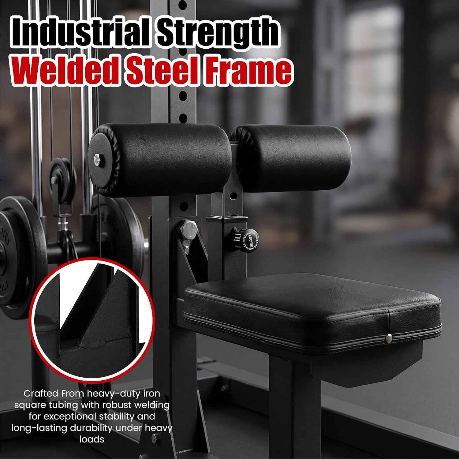 image:imageWesiti LAT Pulldown Seat 50 mm Thickened PU Cushion 4Level Height Adjustable Pull Down Seat Attachment 26mm Hole Heavy Duty Steel Structure Converts Machine for Gym Home Body Strength Training