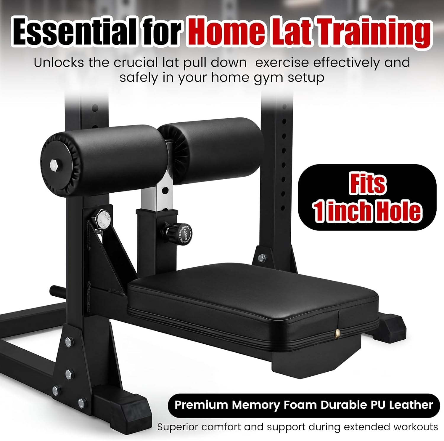 image:imageWesiti LAT Pulldown Seat 50 mm Thickened PU Cushion 4Level Height Adjustable Pull Down Seat Attachment 26mm Hole Heavy Duty Steel Structure Converts Machine for Gym Home Body Strength Training