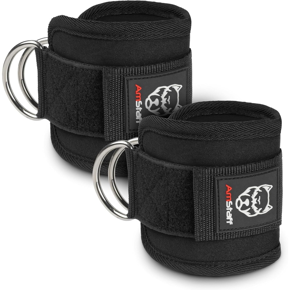 image:imageAmStaff Fitness Ankle Straps for Cable Machines Padded Gym Ankle Cuffs for Glutes Legs and Booty Workouts Adjustable Cable Attachments for Women amp Men One SizeBlack Pair
