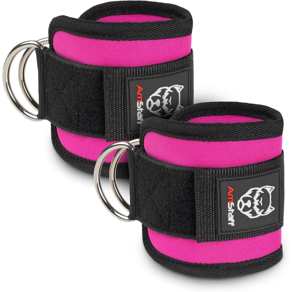 image:imageAmStaff Fitness Ankle Straps for Cable Machines Padded Gym Ankle Cuffs for Glutes Legs and Booty Workouts Adjustable Cable Attachments for Women amp Men One SizePink Pair