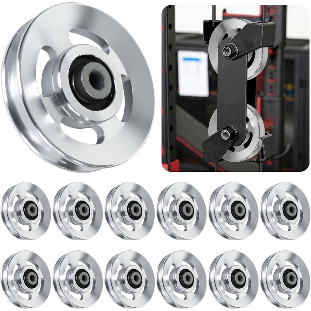 image:imageBESTEEL 6pcs 90mm Universal Aluminum Pulley Wheel for Gym Equipment Silent Cable Machine Replacement PartHeavy Duty Undeformable Fitness Aluminum Alloy Bearing Gym Pulley Wheel for Home Gym Silver12