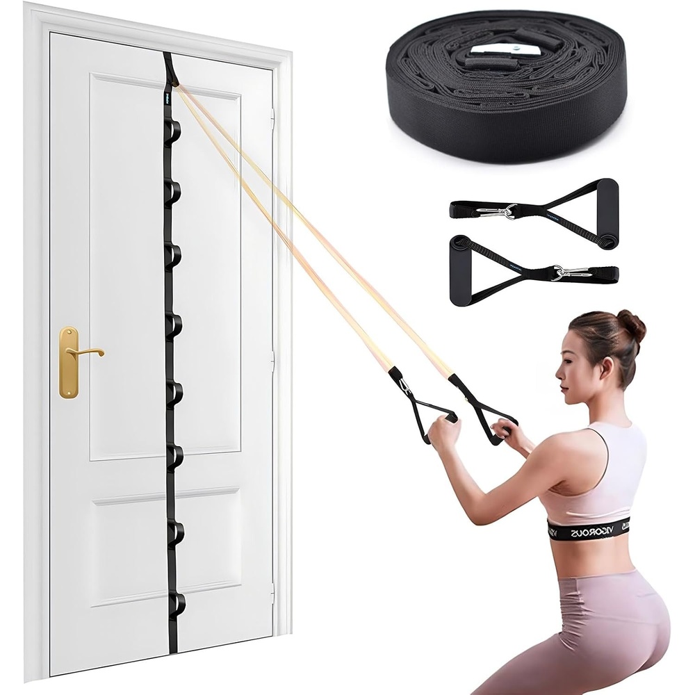 image:imageBrebebe Door Anchor Strap for Resistance Bands Exercises Multi Point Anchor Gym Attachment for Home Fitness Portable Door Band Resistance Workout Equipment Easy to Install PunchFree NailFree3 pc set Anchor  Handles Set