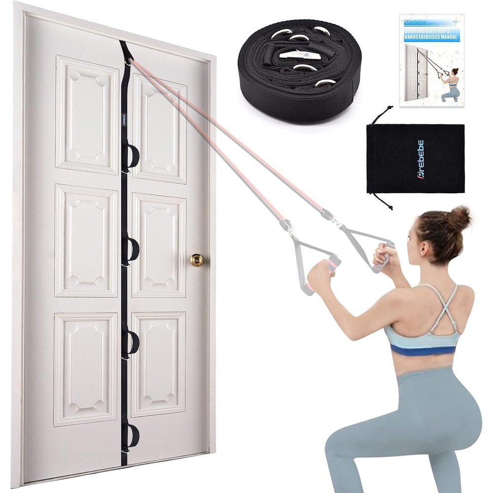 image:imageBrebebe Door Anchor Strap for Resistance Bands Exercises Multi Point Anchor Gym Attachment for Home Fitness Portable Door Band Resistance Workout Equipment Easy to Install PunchFree NailFree3 pc set Only Door Anchor
