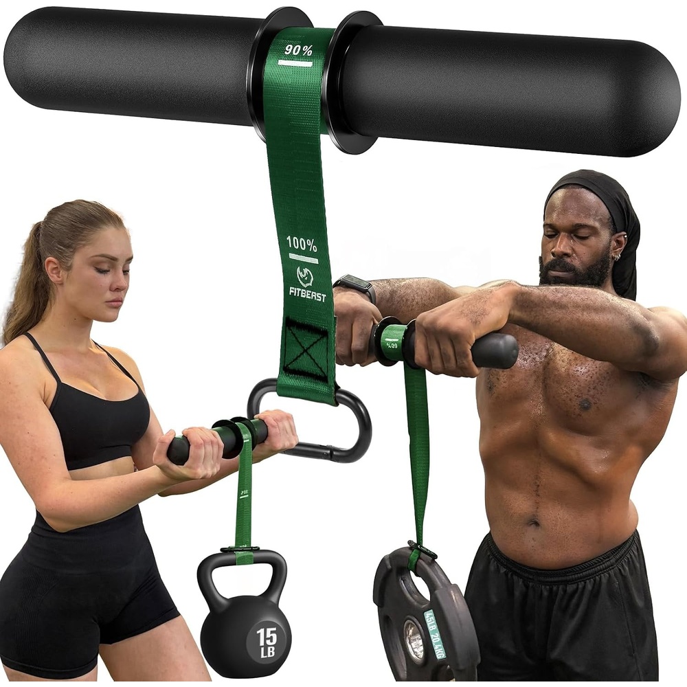 image:imageFitBeast Forearm Strengthener amp Forearm Exerciser Wrist Roller  Forearm strength trainer with thick handle and adjustable strap Ideal for grip strength muscle building and rehabilitationGreen
