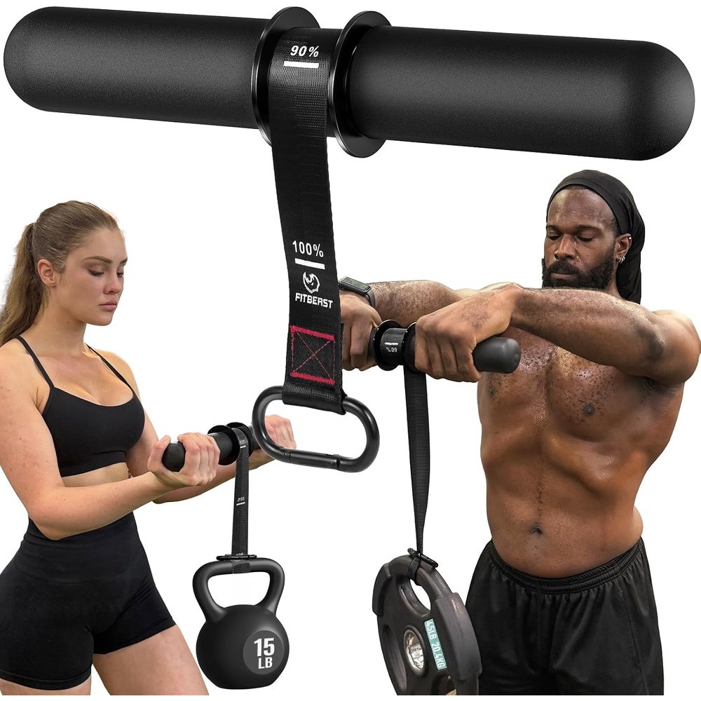 image:imageFitBeast Forearm Strengthener amp Forearm Exerciser Wrist Roller  Forearm strength trainer with thick handle and adjustable strap Ideal for grip strength muscle building and rehabilitationBlack