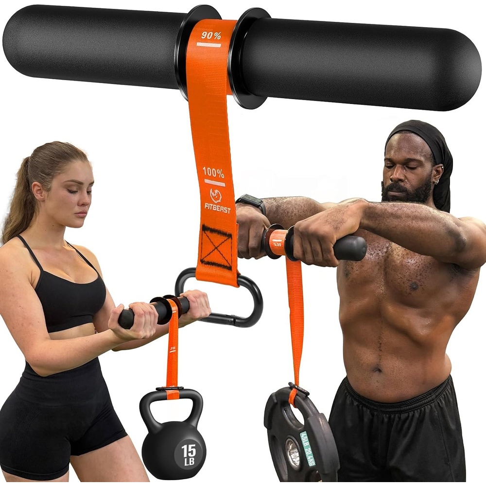 image:imageFitBeast Forearm Strengthener amp Forearm Exerciser Wrist Roller  Forearm strength trainer with thick handle and adjustable strap Ideal for grip strength muscle building and rehabilitationOrange