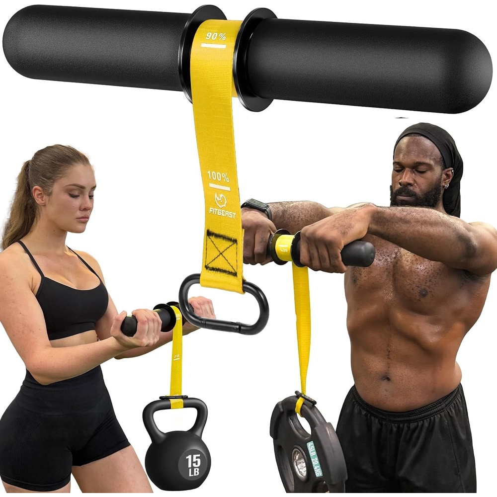 image:imageFitBeast Forearm Strengthener amp Forearm Exerciser Wrist Roller Forearm strength trainer with thick handle and adjustable strap Ideal for grip strength muscle building and rehabilitationYellow