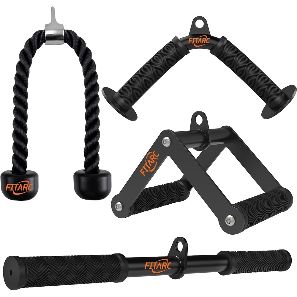 image:imageFitarc Cable Machine Attachment Set LAT Pulldown Accessories for Home Gym 4Piece Set for Back Biceps Triceps and Shoulder Training