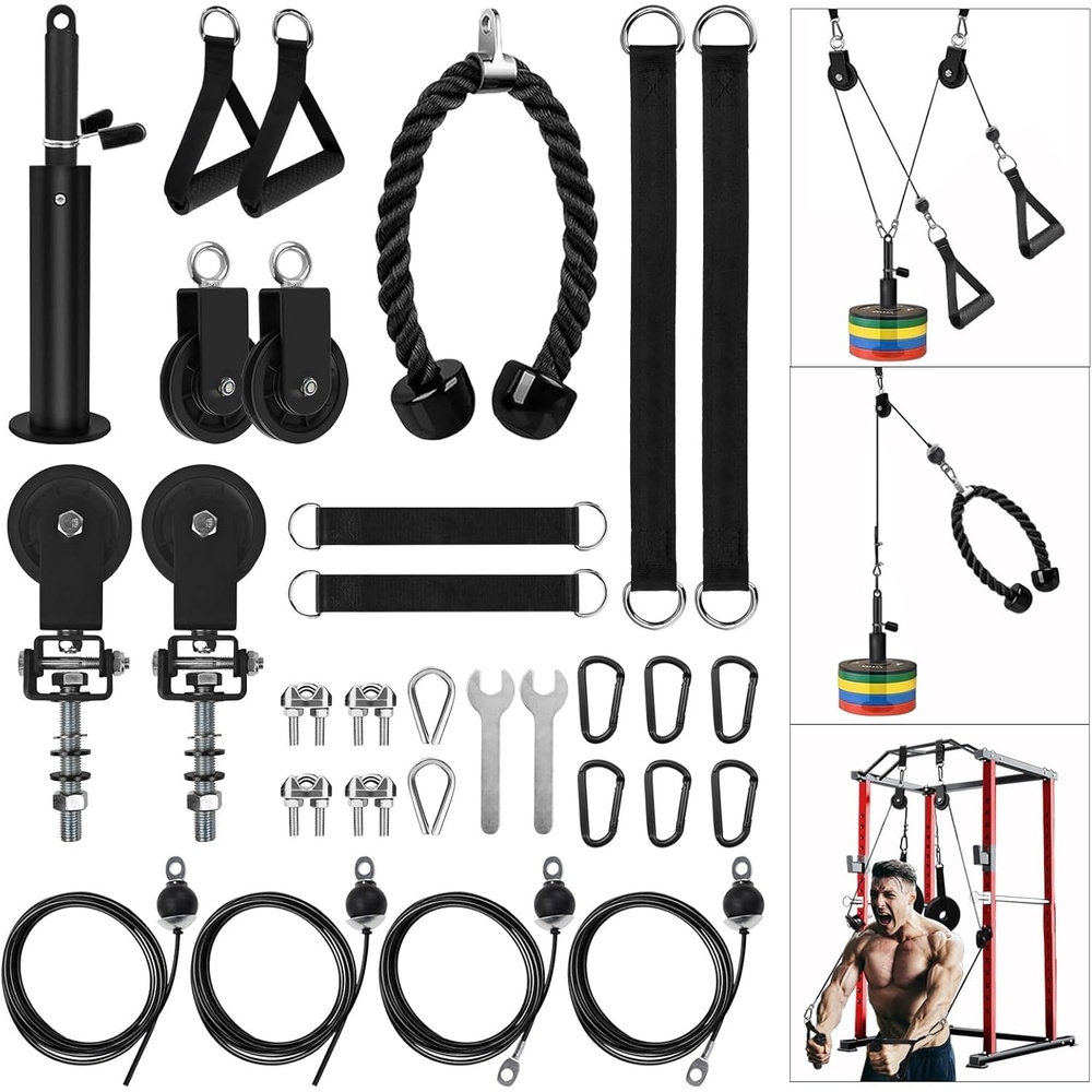 image:imageLAT Pulldown Pulley System for Home Gym Cable Machine Pulley Attachment Set Power Cage Weight Lifting Workout KitAlloy Steel