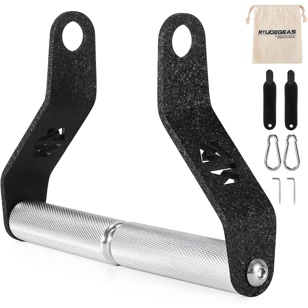 image:imageLShaped Cable Machine Handles Gym Fitness LAT Pulldown Attachments Heavy Duty Steel Cable Attachments with Knurled NonSlip Grip Gym Handle for Seated Row Back amp Strength Training