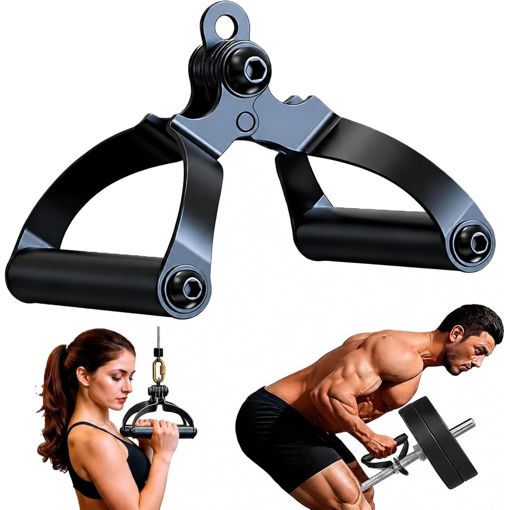 image:imageLandmine T Bar Row Attachment V Bar Handle Workout for Back Shoulder  Solid Mine Double DHandle with NonSlip Rubber Grip for Olympic Strength Training Bars1 amp 2 Seated Rows Face Pullsblack