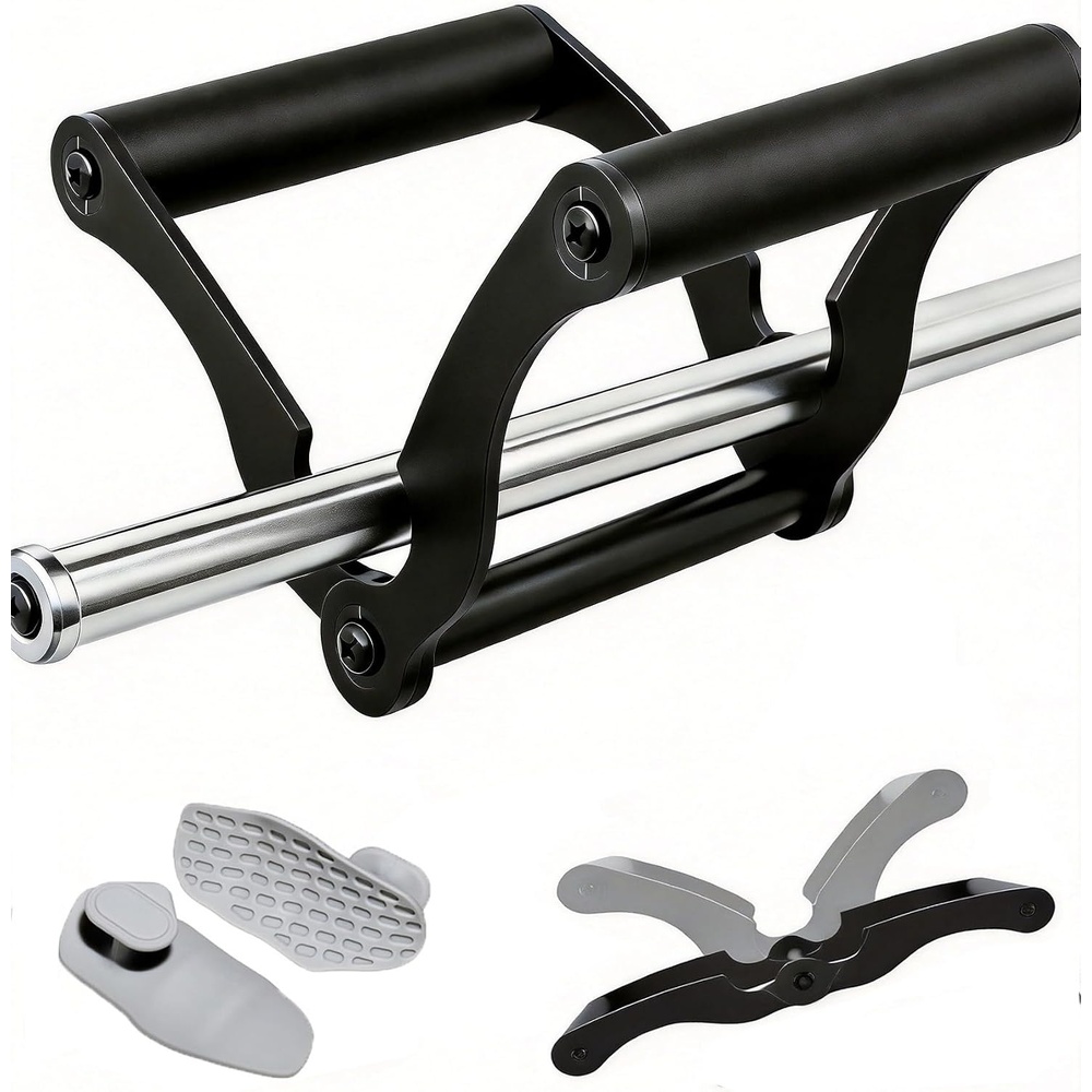 image:imageLandmine T Bar Row Attachment V Bar Handle Workout for Back Shoulder  Solid Mine Double DHandle with NonSlip Rubber Grip for Olympic Strength Training Bars1 amp 2 Seated Rows Face PullsBlack Gray