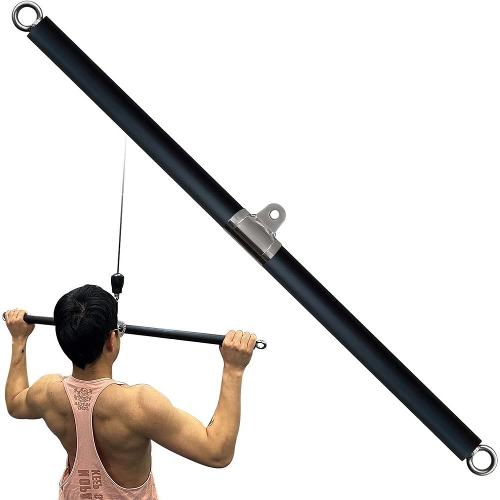 image:imageNonDetachable LAT Pull Down Bar Cable Attachments for Gym LAT Pulldown Attachments Straight Bar Resistance Band Bar for Weightlifting WorkoutLong bar 1
