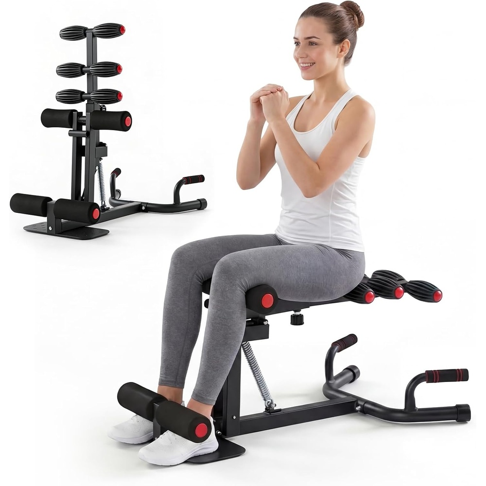 image:imageOLIXIS Deep Squat Machine for Women Adjustable Glutes amp Leg Exercise  300 lbs Weight Capacity AllinOne squat Trainer with Push Up Handles Compact Home Gym Workout MachineBLACKRED